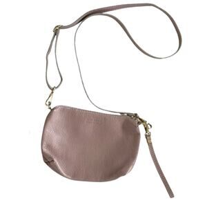 Borse in Pelle Pebbled Leather Crossbody Purse Italy Adjustable Strap Mauve Pink